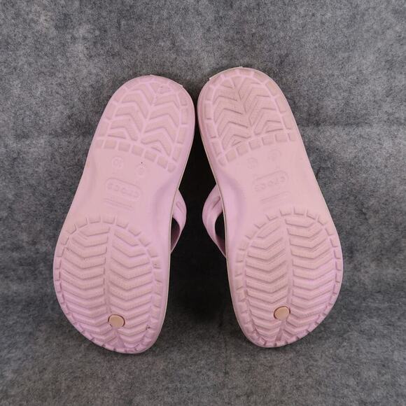 Crocs Shoes Womens 10 Sandals Flip Flops Crocband Pink White Casual Comfort Flat - Picture 9 of 11